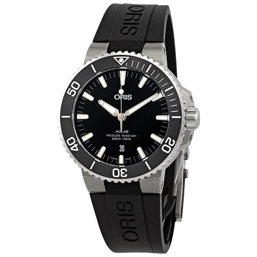 Oris 01 733 7730 4124-07 4 24 64EB Aquis Schwarzes Zifferblatt Uhr