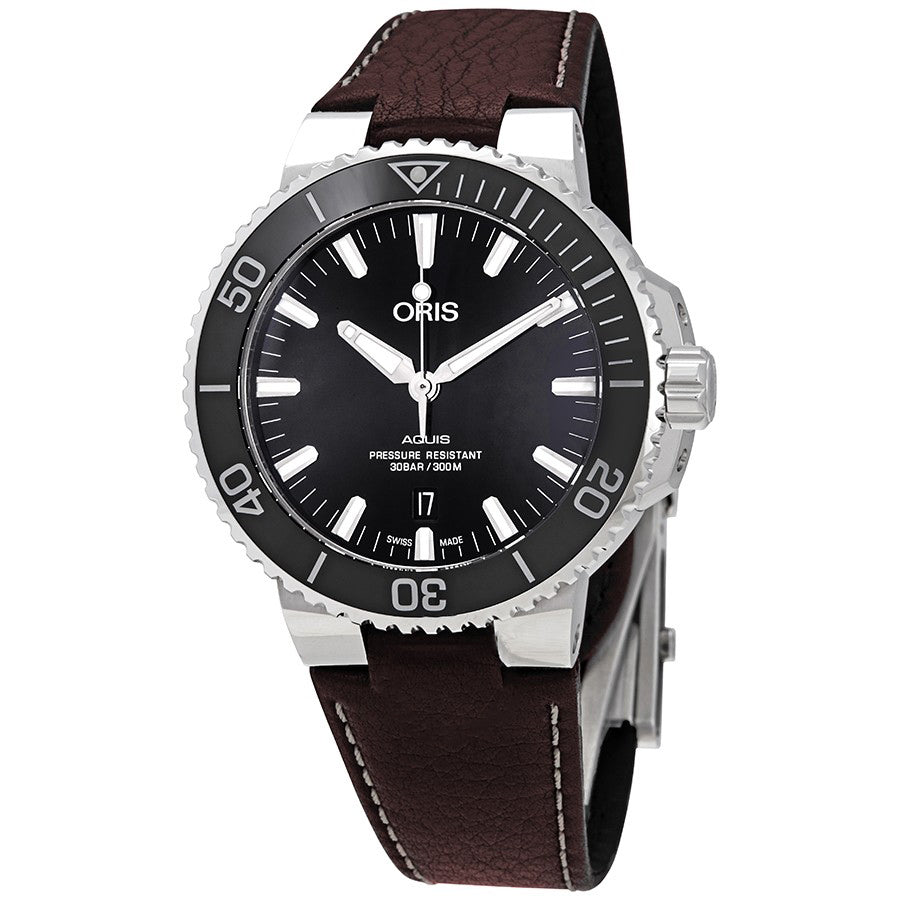 Oris 01 733 7730 4134-07 5 24 10EB Aquis Schwarzes Zifferblatt Uhr