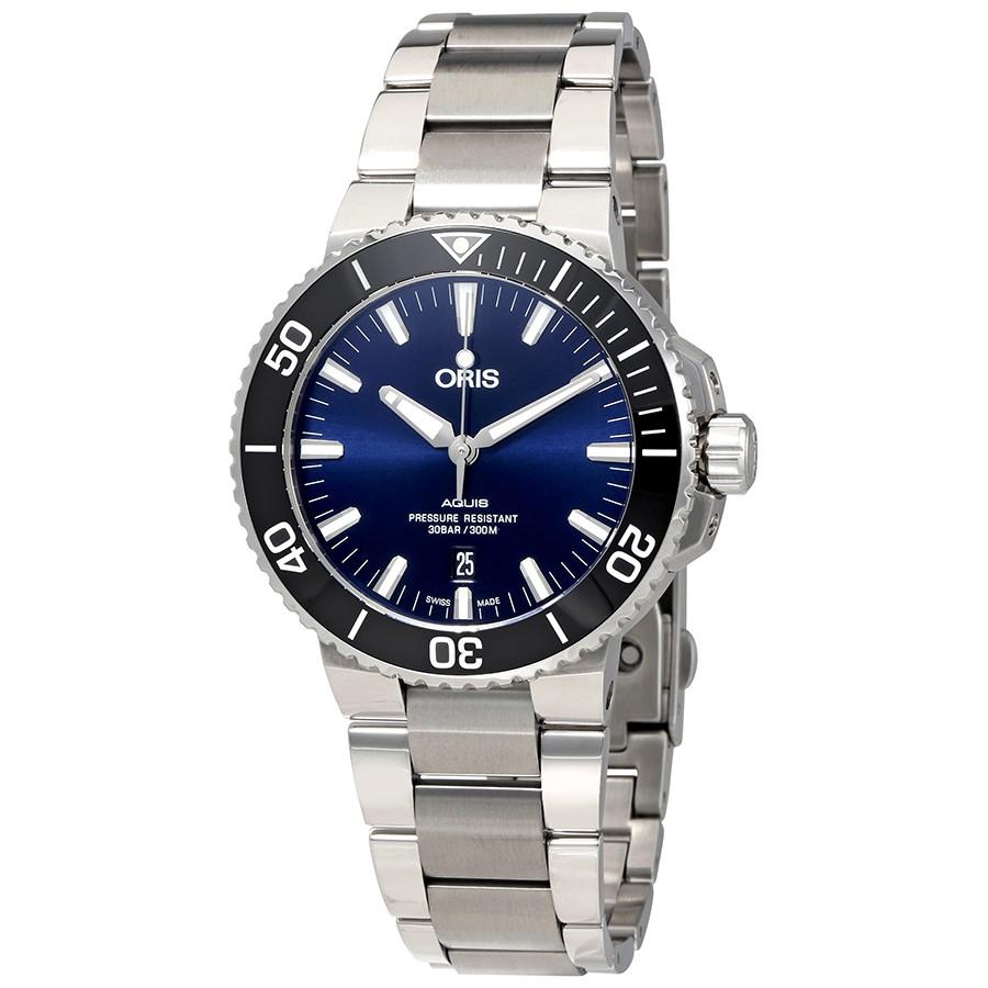 Oris 01 733 7766 4135-07 8 22 05PEB Aquis Blaues Zifferblatt Uhr