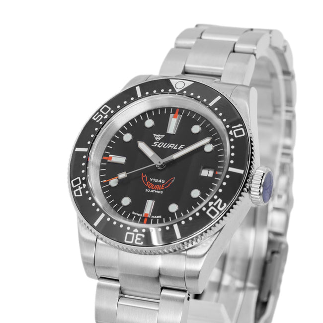 Squale Men's 1545BKBKC.AC 1545 Black Dial 30ATM Automatic