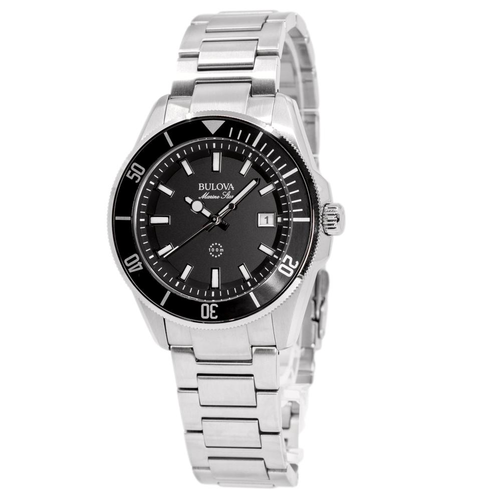 Bulova Men's 98B203 Marine Star Black Dial Watch