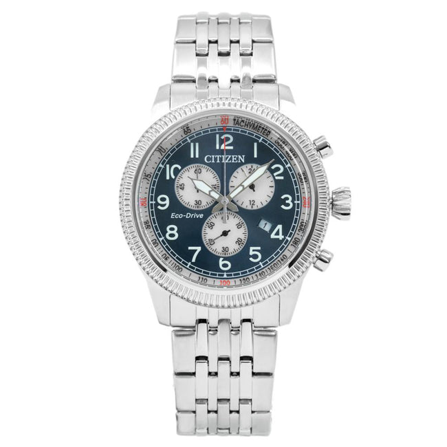 Citizen Herrenuhr AT2460-89L Aviator Chrono mit blauem Zifferblatt