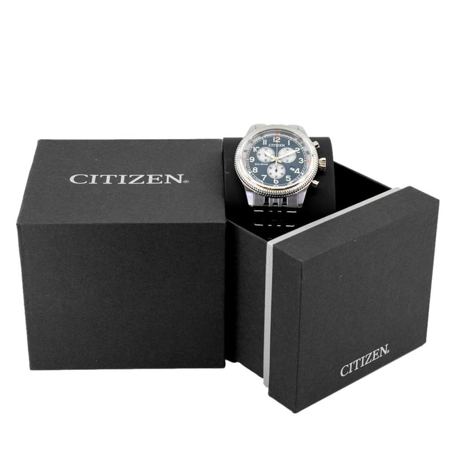 Citizen Herrenuhr AT2460-89L Aviator Chrono mit blauem Zifferblatt