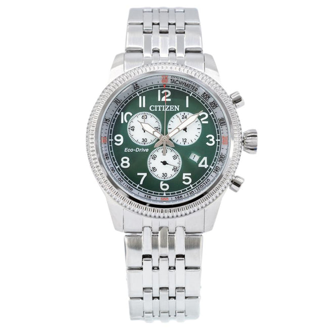 Citizen Men's AT2460-89X Eco-Drive Chrono Green Dial