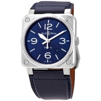 Bell & Ross Herrenuhr BR0392-BLU-ST/SCA Stahlblau