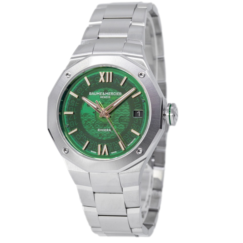 Baume & Mercier Men's M0A10770 Riviera 39 mm Green Dial Auto