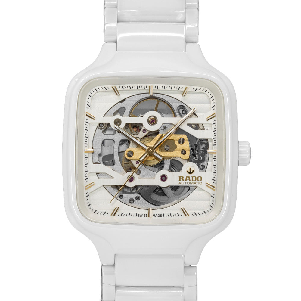 Rado R27126012 True Square Skeleton White Ceramic Automatic