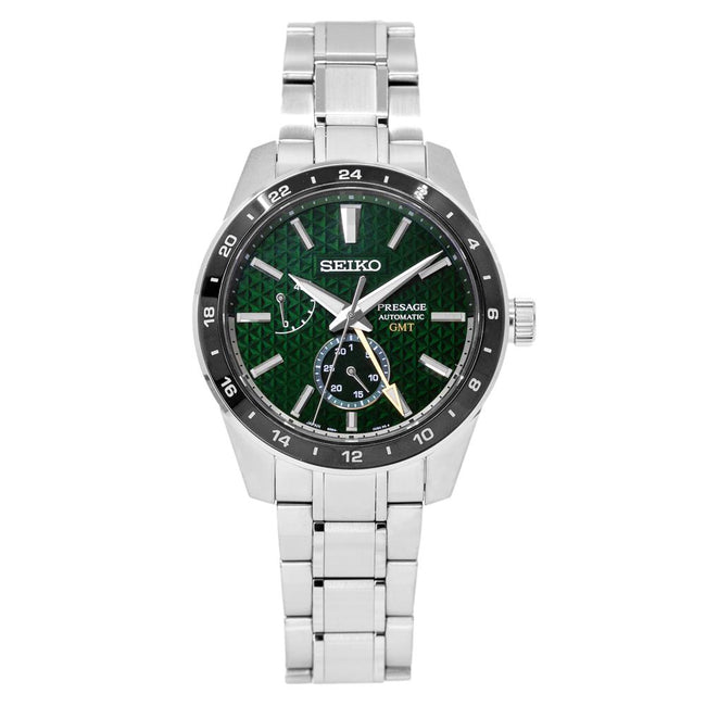 Seiko Men's SPB219J1 Presage GMT Green Dial Watch