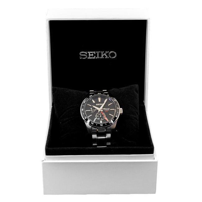 Seiko Men's SPB221J1 Presage GMT Black Dial Watch