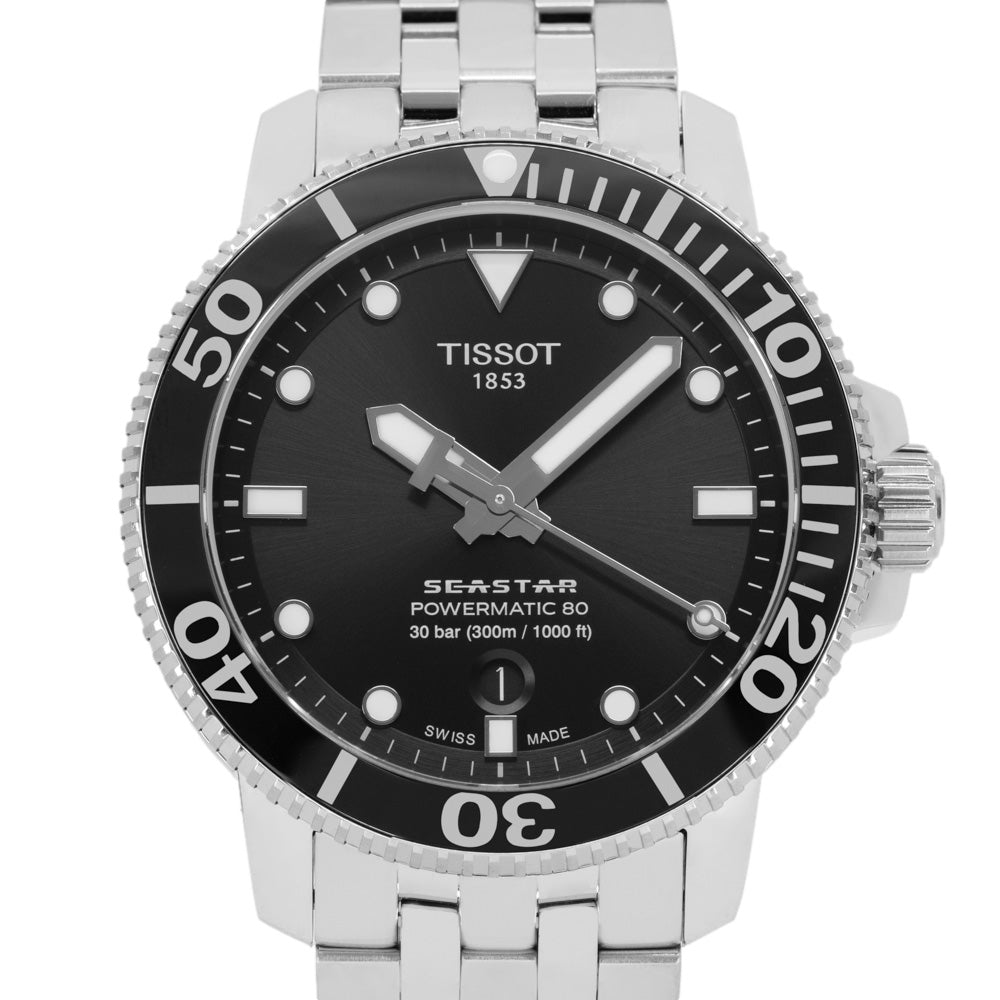 Tissot Men's T120.407.11.051.00 Seaster Black Dial Watch