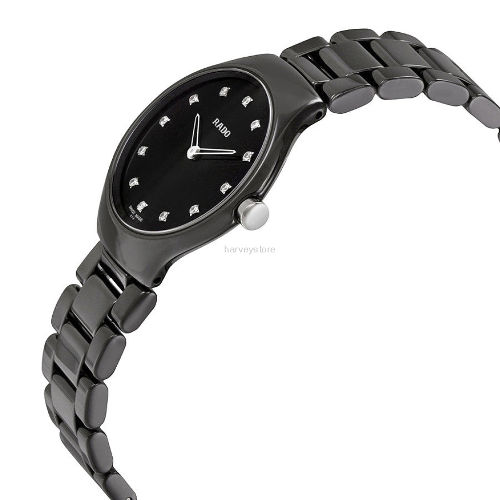 Rado R27742732 Ladies True Thinline Black Ceramic Watch