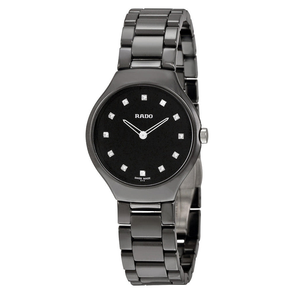 Rado R27742732 Ladies True Thinline Black Ceramic Watch