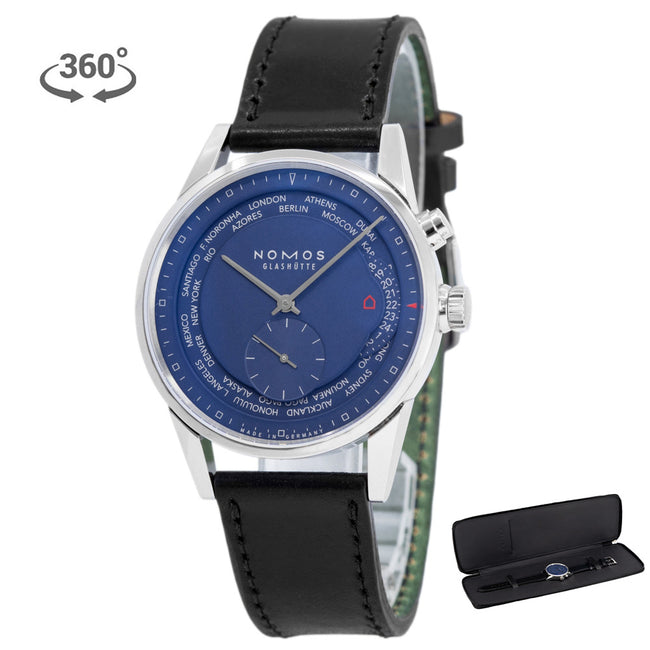 807-Nomos Glashutte Men's 807 Zurich World Time Midnight Blue