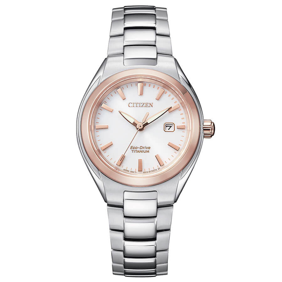 EW2616-83A-Citizen Ladies EW2616-83A Super Titanium White Dial Watch 