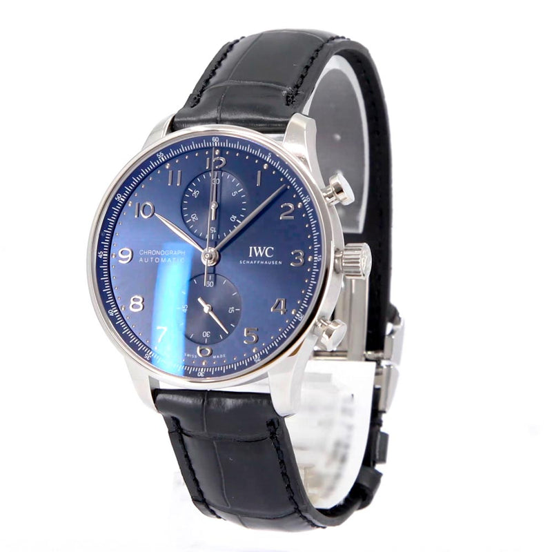 IWC Men s IW371606 Portugieser Chrono Blue Dial Watch