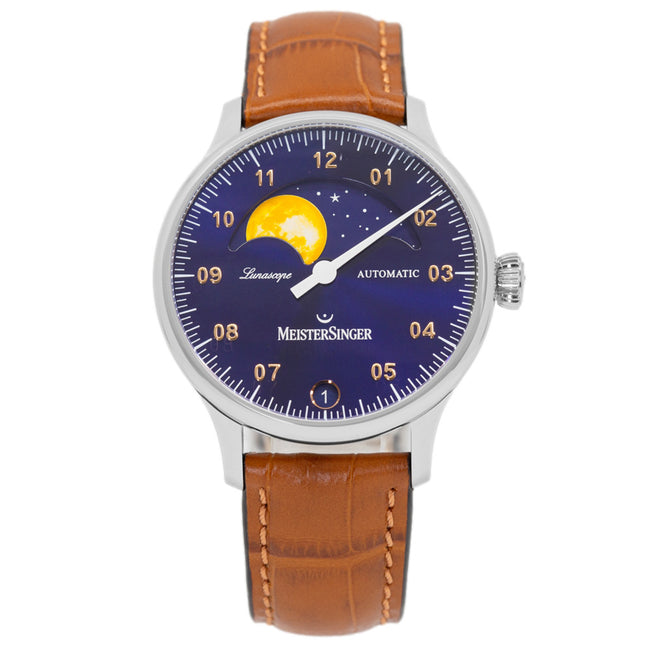 LS908G-MeisterSinger Men's LS908G Luna Scope Blue Dial Auto