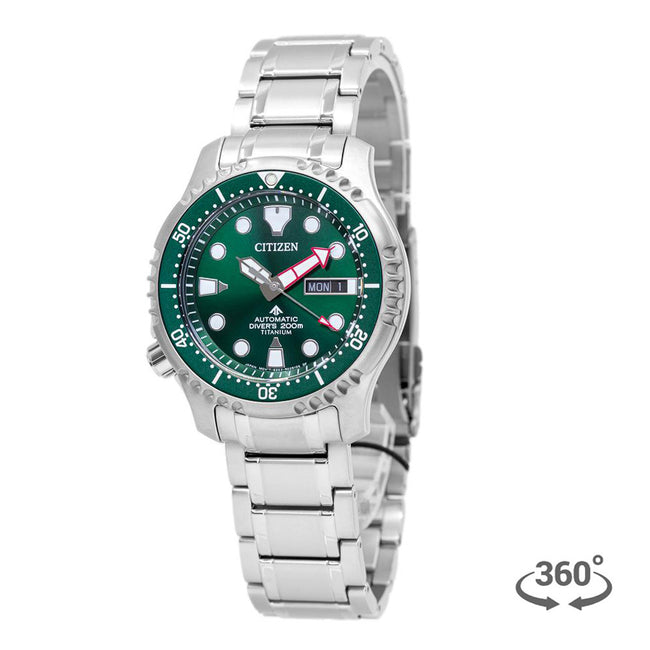 NY0100-50X-Citizen NY0100-50X Diver's Super Titanium 200mt Green Watch