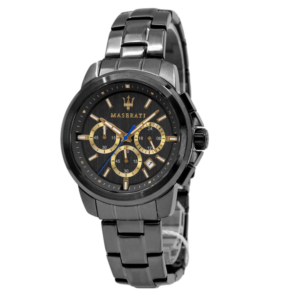 R8873621007-Maserati Men's R8873621007 Sucesso Chrono Black DLC Watch