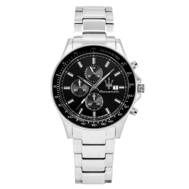 R8873640015-Maserati Men's R8873640015 SFIDA Black Dial Chrono Watch