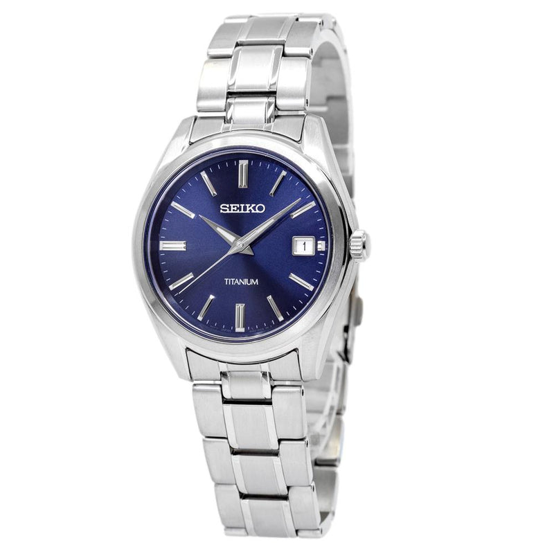 Seiko Men\'s SUR373P1 Blue Watch Titanium Heren Dial