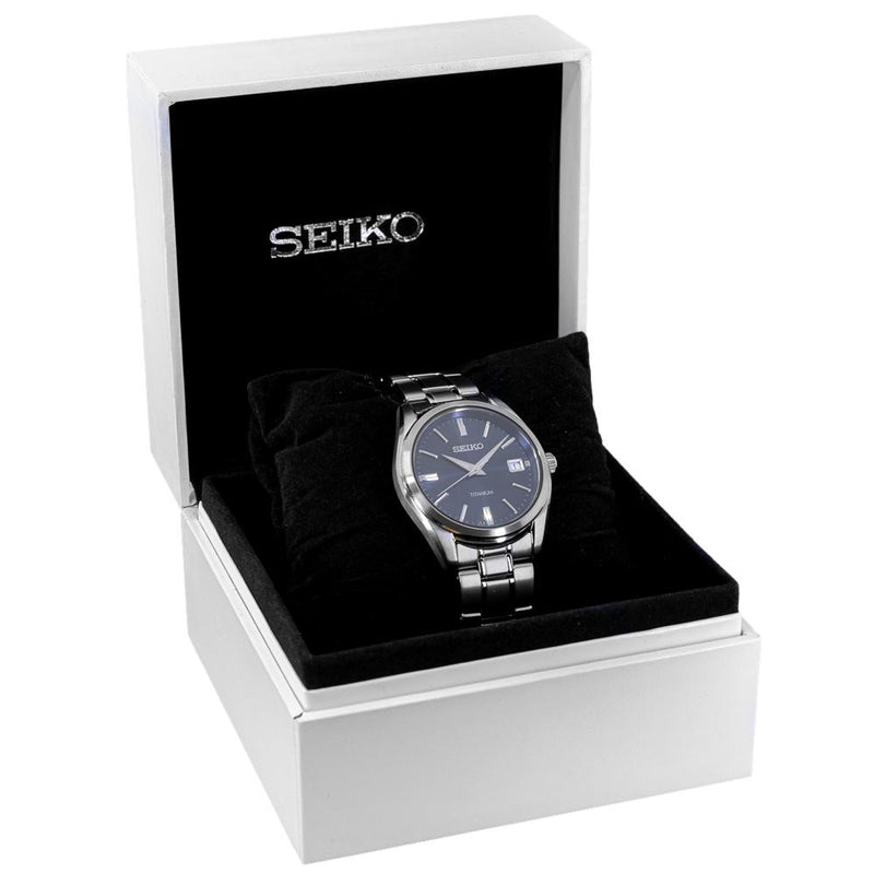 Seiko Men\'s SUR373P1 Heren Blue Dial Watch Titanium